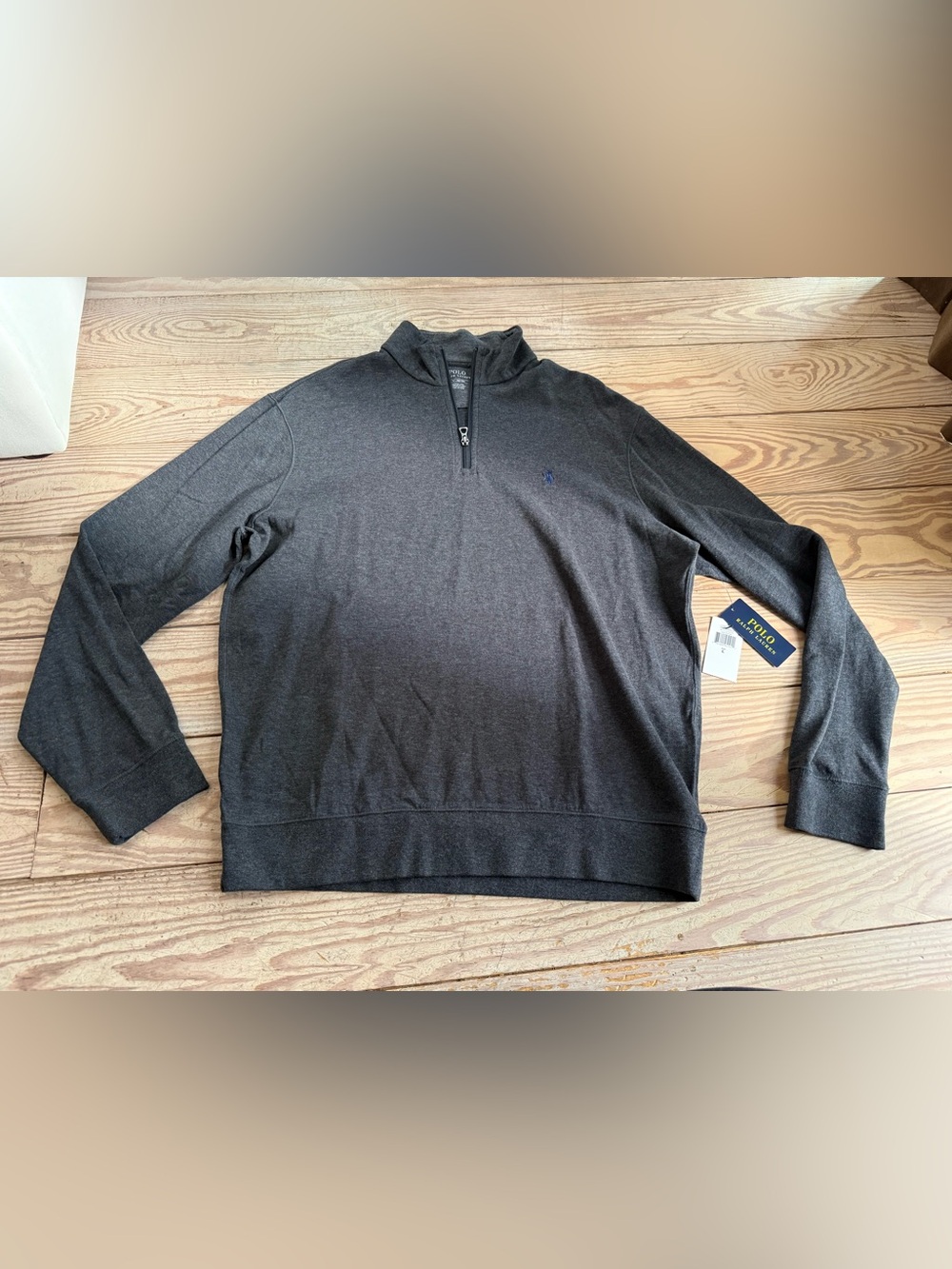 Polo Ralph Lauren Quarter-Zip Pullover Sweater Size L Grey Heather NWT